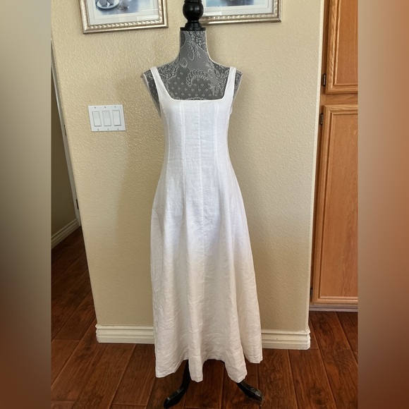 DISSH Milahn White Midi Linen Dress Size US 4 - Picture 3 of 14
